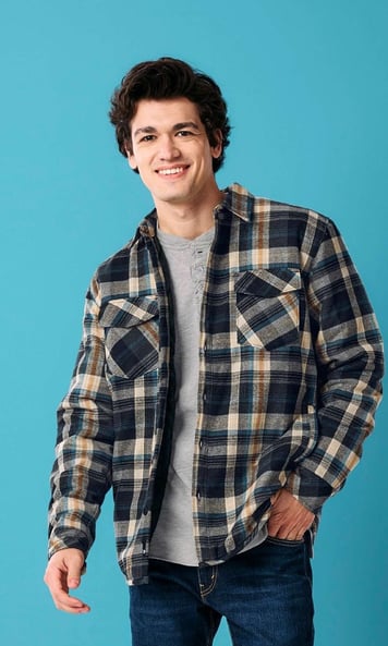 Burnside Quilted Flannel Shirt Jacket on model