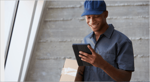 Delivery man at the door